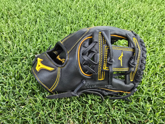 Mizuno Pro GMP2BK-600S – 11.75” Infield Glove – Black/Yellow – Kip Leather