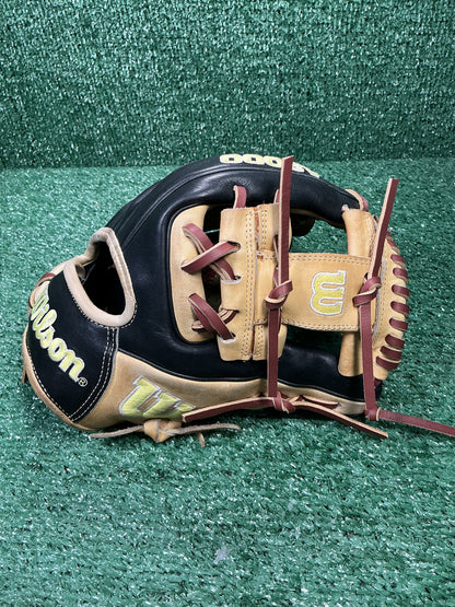 Wilson A2000 1786 11.5" Infield Glove – I-Web, Pro Stock Leather – Blonde/Black – Freshly Relaced In Chestnut