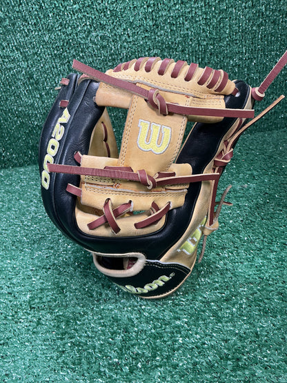 Wilson A2000 1786 11.5" Infield Glove – I-Web, Pro Stock Leather – Blonde/Black – Freshly Relaced In Chestnut