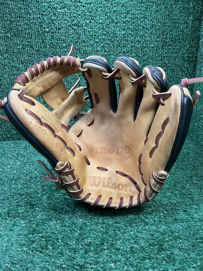 Wilson A2000 1786 11.5" Infield Glove – I-Web, Pro Stock Leather – Blonde/Black – Freshly Relaced In Chestnut