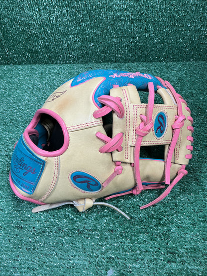 Rawlings Heart of the Hide 11.5" Infield Glove – 200 Pattern, Wing Tip, I-Web – Camel/Teal/Pink